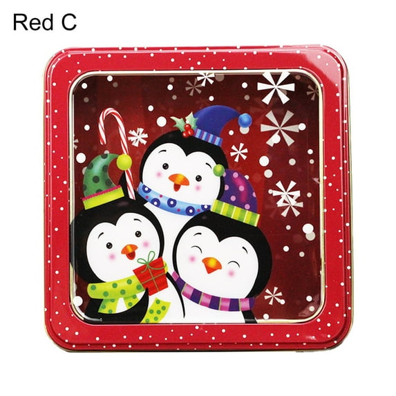 Santa Claus Pattern Christmas Gift Box with Transparent Lid Tinplate New Year Gift Wrap Box Party Supplies