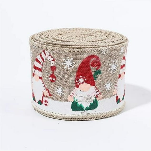 Santa Claus Pattern Christmas Ribbon, Fabric Decorative Bowknot for Tree Wrapping Gift Home Decoration, Washable Fast Color Holiday Trim