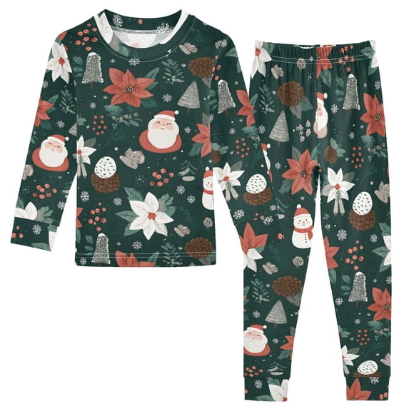 Santa Claus Pattern Design Cotton Pajamas 2 Piece Set Sleepwear Soft and Comfortable Homewear Nightwear
