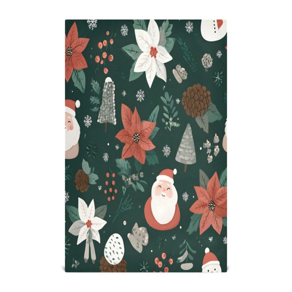 Santa Claus Pattern Design Kitchen Towels Dishcloth Decorative Waffle Towels Multi Use Tea Towel Dish Cloths 28x18in