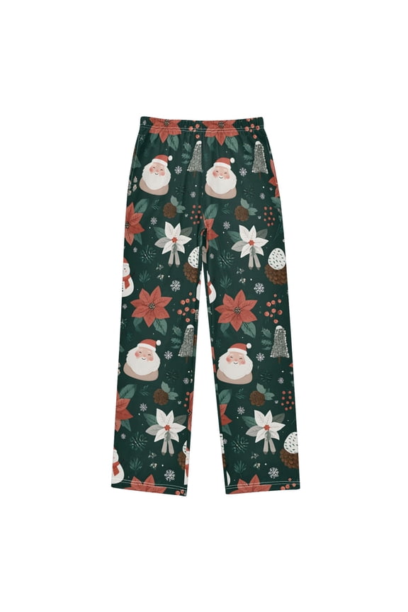 Santa Claus Pattern Design Pajama Pants Soft Lightweight Lounge Pants Bottoms Sleep Pants Warm Comfy