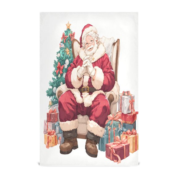 Santa Claus Pattern Kitchen Towels Dishcloth Decorative Waffle Towels Multi Use Tea Towel Dish Cloths 28x18in