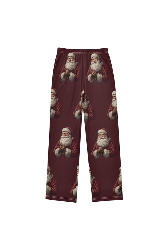Santa Claus Pattern Pajama Pants Soft Lightweight Lounge Pants Bottoms Sleep Pants Warm Comfy
