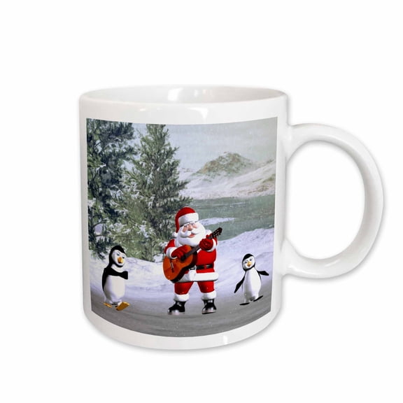 3drose, Santa Claus Plays for the Penguins, a Christmas Song, 15oz Mug