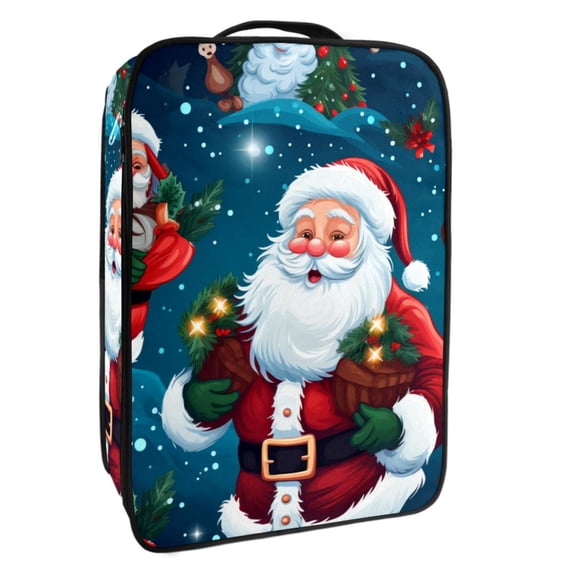 Santa Claus Polyester Shoe Box Organizer, 23x31cm/9x12in Storage Container for Closet Organization
