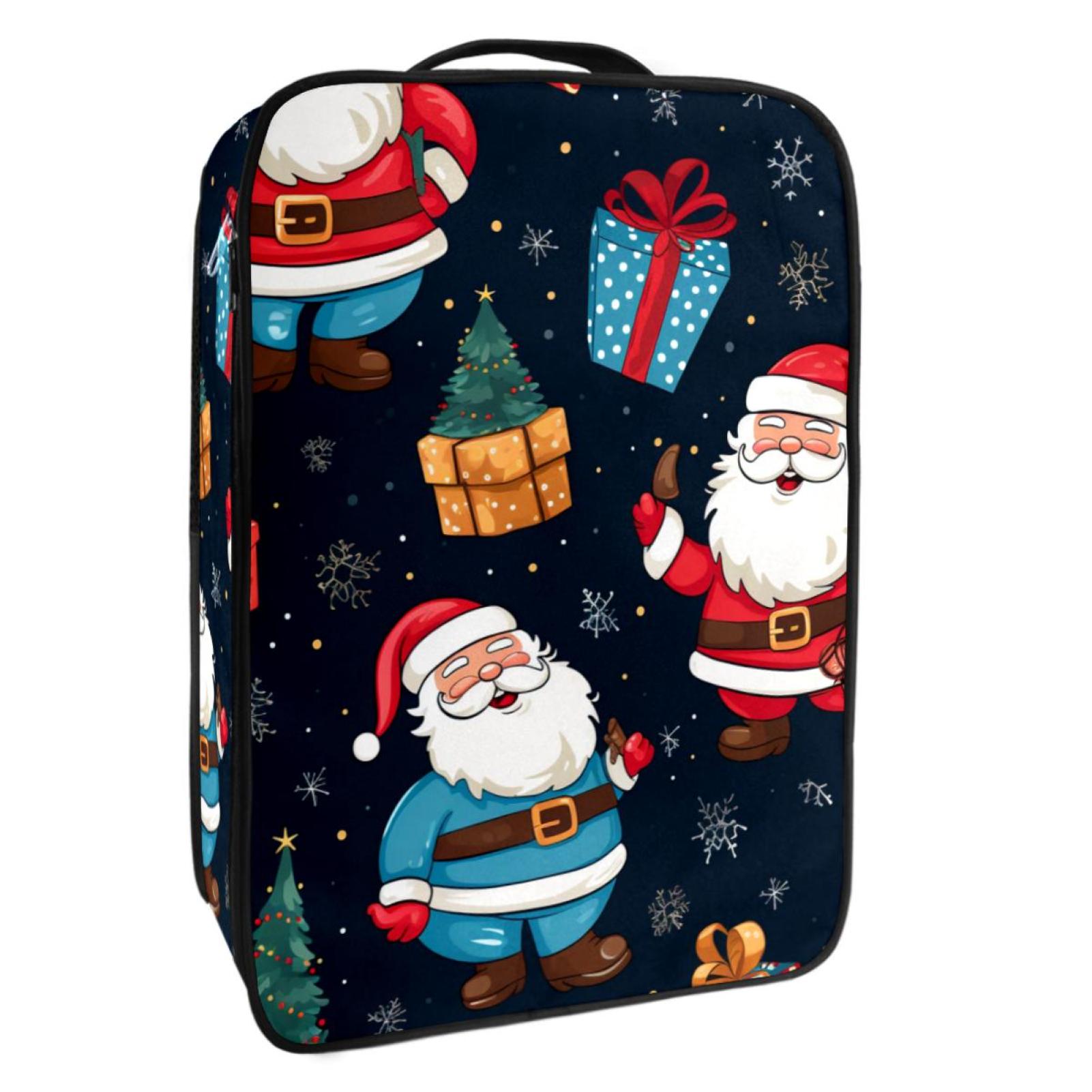 Santa Claus Polyester Shoe Box Organizer, Space-Saving Storage Solution for Shoes, 23x31cm/9x12in