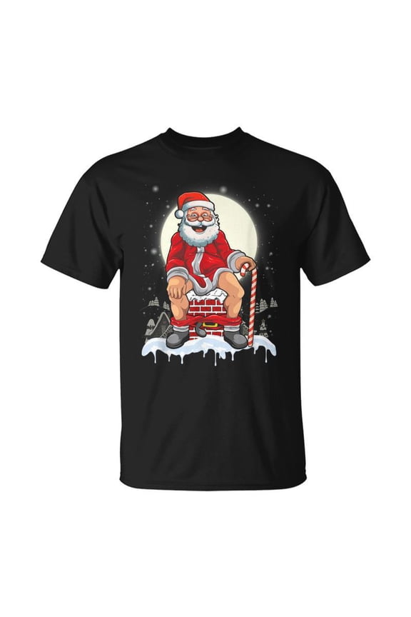 Santa Claus Pooping Down The Chimney Christmas Meme TShirt