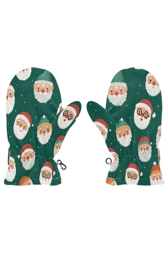 Santa Claus Portrait Witch Cauldron Pattern Cold Weather Mittens Cozy Gloves with Adjustable Fit Perfect for Outdoor Fun
