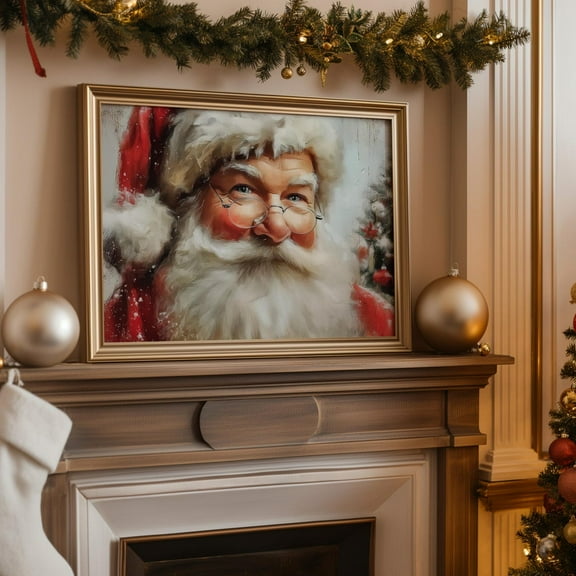 Santa Claus Poster, Classic Winter Wall Art, Horizontal Decor UNFRAMED Poster, Wall Art for Decor, Present, 16x24