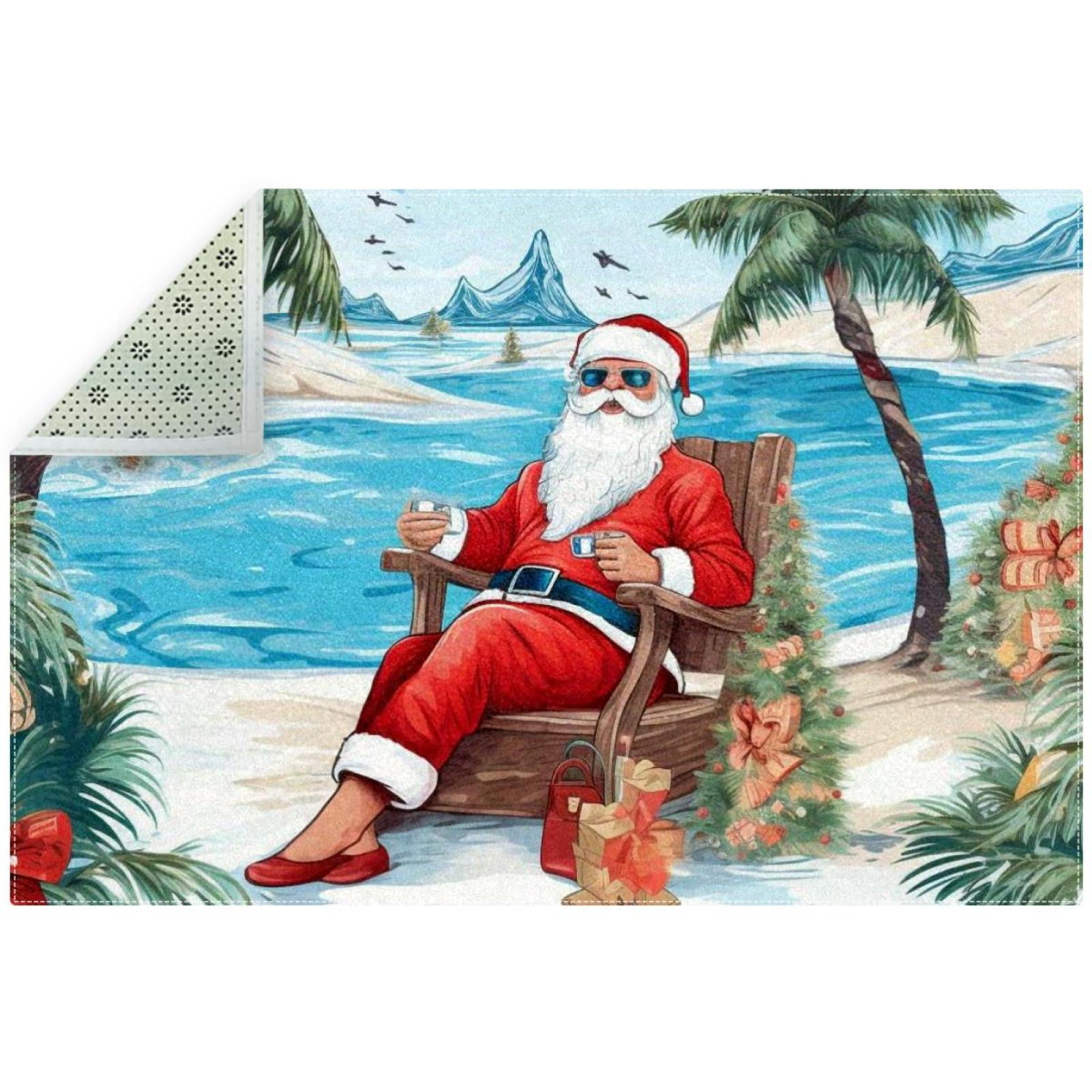 Santa Claus Premium Polyester Chair Mat Durable Floor Protector for