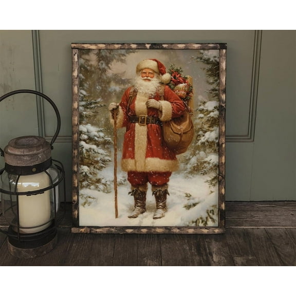 Santa Claus Print Vintage Style Poster Wall Decor Canvas Art Prints Painting Picture Artwork Home Cozy Cottage Holiday Decoration No Frame