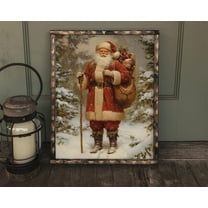 Santa Claus Print Vintage Style Poster Wall Decor Canvas Art Prints Painting Picture Artwork Home Cozy Cottage Holiday Decoration No Frame
