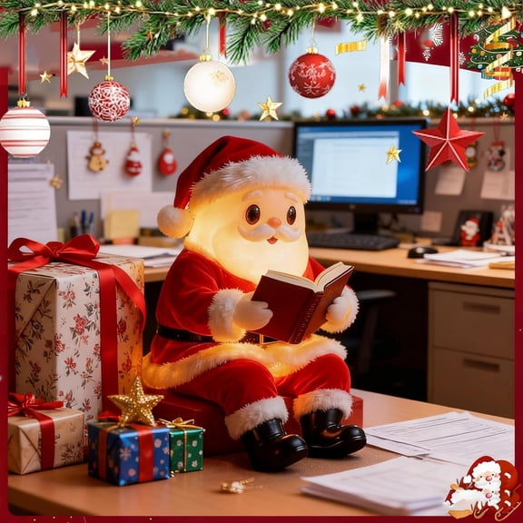 Santa Claus Reading Book Lamp, Christmas Santa Reading Book Lamp, Cute Light Up Santas Statue Vintage, Christmas Table Decor Vintage Night Light for Xmas Party Home Decor (Red)