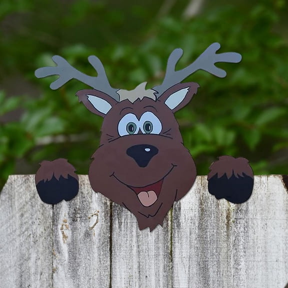 Christmas Yard Fence Peeker, 12x16 Inch PVC Santa Claus/Reindeer/Snowman/Penguin/Monster Fence Peeker Statues,Christmas Fence Topper,Xmas Decoration Outdoor