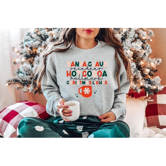 Santa Claus ,Reindeer Hot Cocoa, Christmas Lights, Christmas Shirt, Cute Christmas Shirt, Funny Christmas Shirt