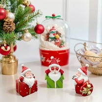 Santa Claus Resin Craft Set Desktop Decor Miniature Figurines with Sleigh Snowman Tree Small Gift for Home Holiday Festive Atmosphere(Multicolor)