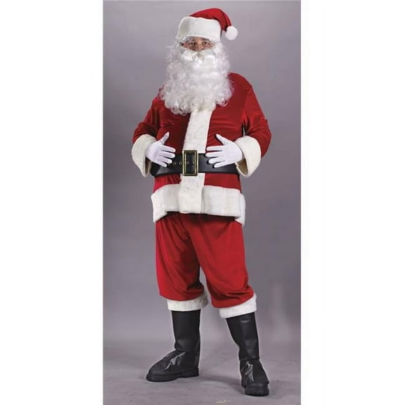 Santa Claus Rich Velvet Boy's Christmas Fancy-Dress Costume for Adult, Regular L