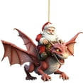 thumbnail image 1 of Taicans Santa Claus Riding Dinosaur Acrylic Christmas Ornament,Christmas Tree Ornaments Hanging Decor for Christmas Tree Decoration Party Supplies,Holiday Gift,3.1in, 1 of 4