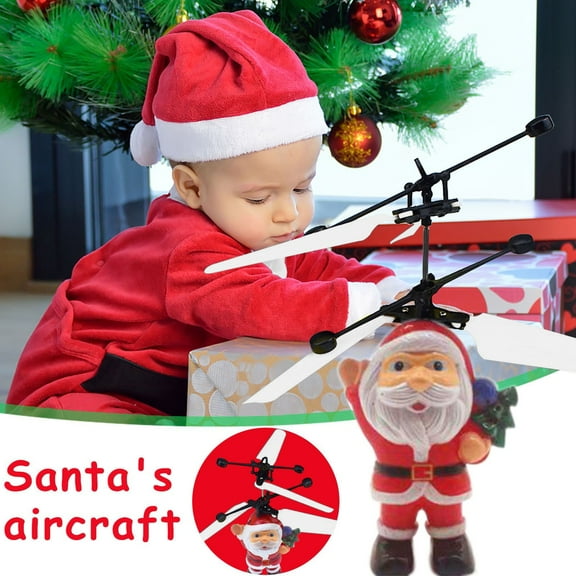 Santa Claus Sensor Flying Toy, Gesture & Remote Control Christmas Drone with LED Lights, Easy Auto Hover for Kids Boys Girls Holiday Party Gift