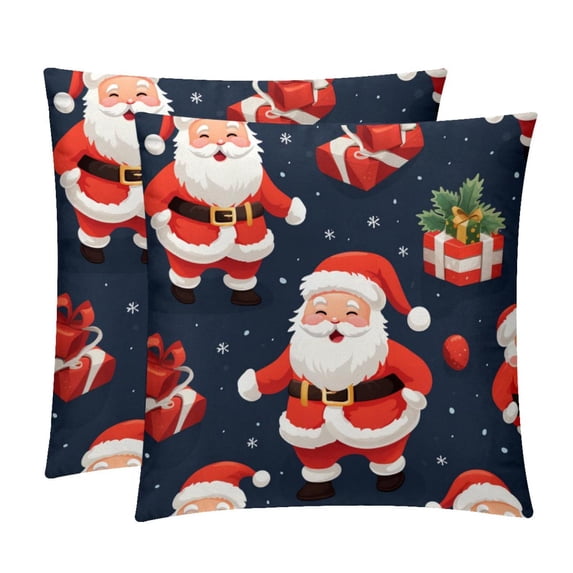 Santa Claus Set with Unique CoversPatterns - 2 Pack Decorative Pillows for Bed - Includes Pillow Inserts - Available in 16x16, 18x18, 20x20 Inches for Any Occasion