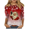 thumbnail image 1 of Santa Claus Shirts Women Short Sleeve Tshirt Round Neck Pullover Christmas Tree Sweatshirt Lightweight Sweatshirts Holiday Casual Garments Goblet Tees Shining Stars Tops, 1 of 6