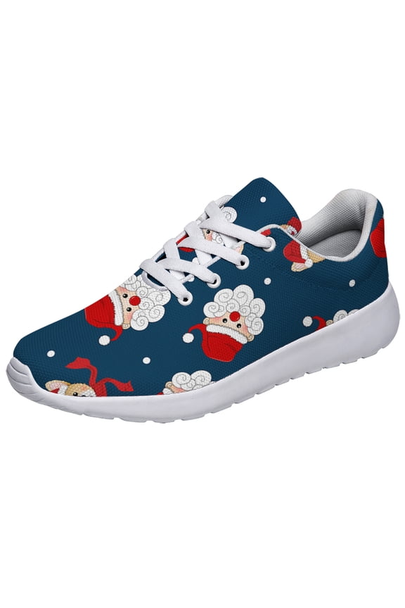 Santa Claus Shoes Womens Fashion Casual Shoes Mens Breathable Trail Running Sneakers Christmas Gifts for Girl Boy White Size 10