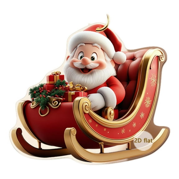 Santa Claus Sled Acrylic Keychain - Christmas Car Decorations, Backpack Charm, Stocking Stuffers, Holiday Gift, Tree Ornament