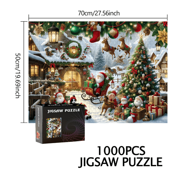Santa Claus, Sleigh 500pcs/1000pcs Jigsaw Puzzle-Gifts-Family Interactive Games-Puzzle DIY-Home Decoration-Brain Challenge