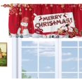 thumbnail image 1 of Santa Claus Sleigh Deer Kitchen Curtain Valance 52x18inch with Rod Pocket Half Short Red Father Christmas Laundry Cutain Topper Window Valance, 1 of 6