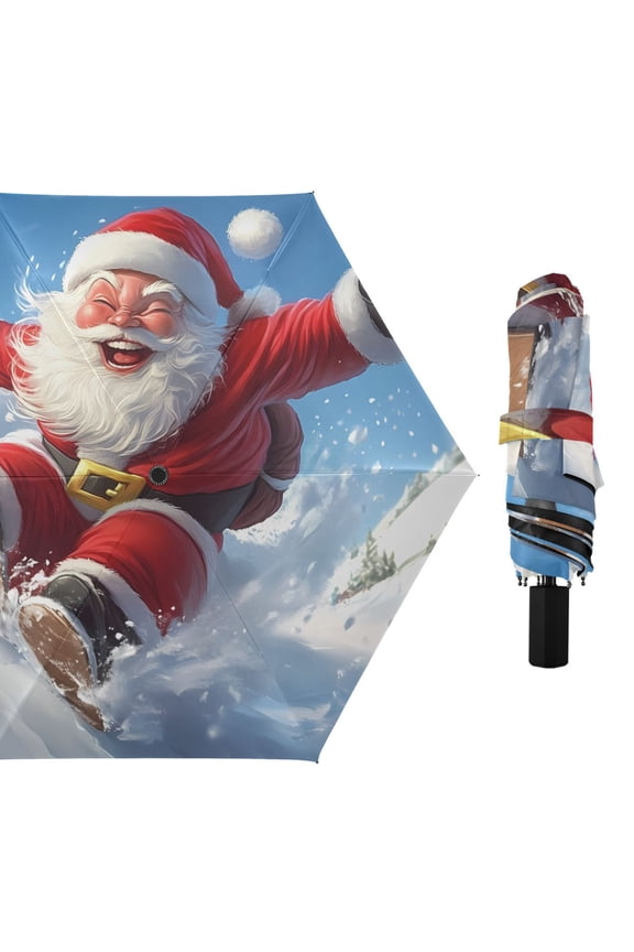 Santa Claus Slide Snow Compact Sun Umbrella Windproof Travel Umbrellas for Rain Strong Portable UV Protection