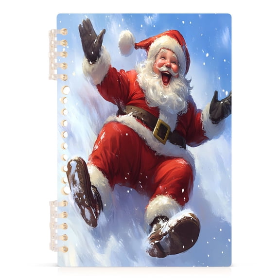 Santa Claus Slide Snowy Hill Notebooks 1-subject Journal 60 Sheets A5 College Ruled Paper Detachable Ring 8.3"x5.7"
