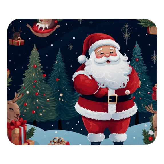 Santa Claus Square Printed Desk Mat Gaming Mouse Pad Non-Slip Rubber Bottom 8.3x9.8 Inch - Suitable for Office and Gaming