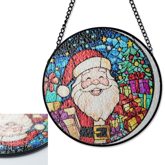 Santa Claus Stained Glass Suncatcher, Holiday Window Decor