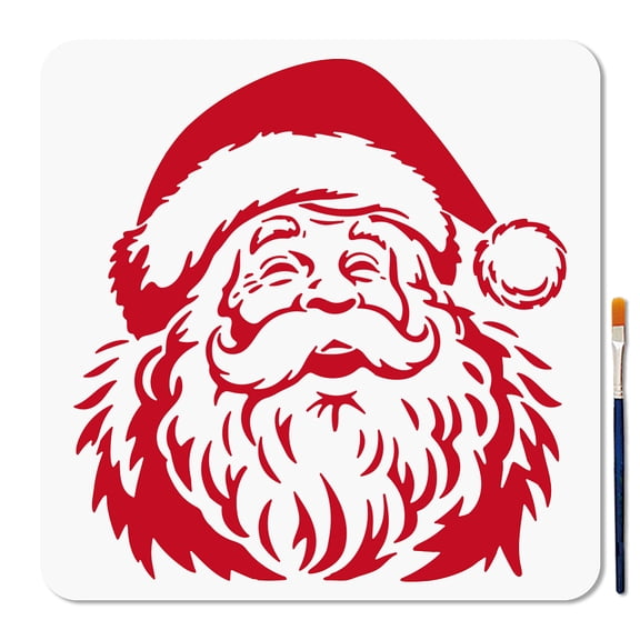 Santa Claus Stencil Christmas Theme Painting Stencils 11.811.8inch Reusable Father Christmas Drawing Template with Paint Brush