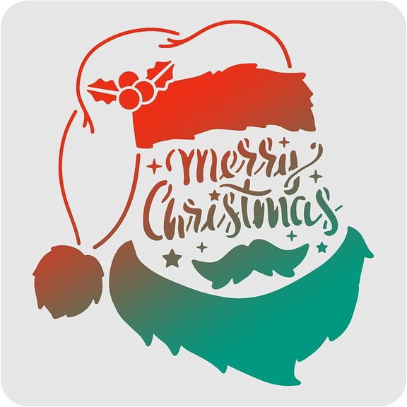 Santa Claus Stencil Decoration Template 11.8x11.8 inch Plastic Merry Christmas Stencils Square Reusable Stencils Painting on Wood Floor Wall