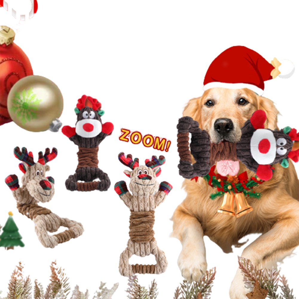 Santa Claus Stuffed Toy Christmas Dog Toys Plush Squeaky Toy for Dogs
