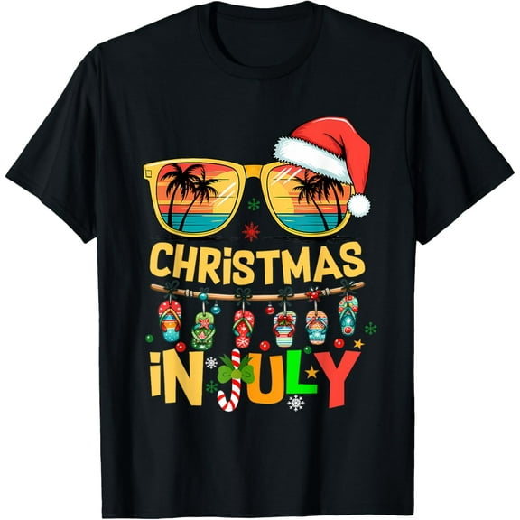 Santa Claus Sunglasses Beach Christmas In July Men Women Kid T-Shirt Tops Tee