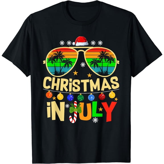 Santa Claus Sunglasses Beach Christmas in July Men Women T-Shirt