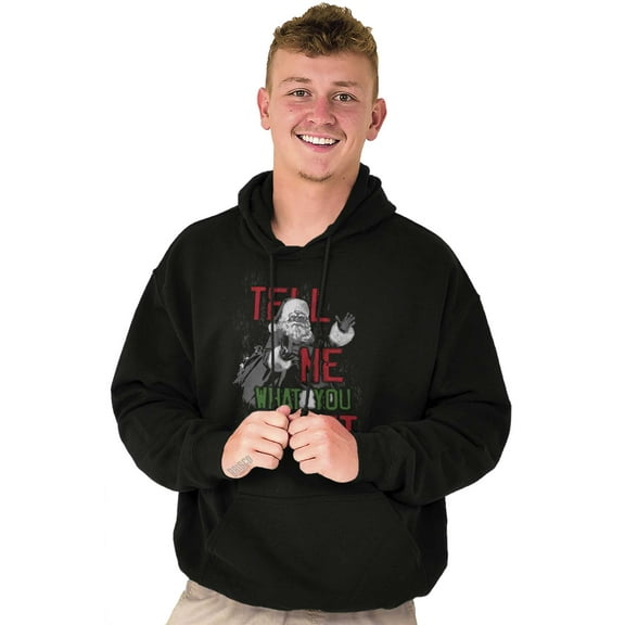 Santa Claus Tell Me What You Want Men's Big & Tall Graphic Hoodie Brisco Brands 2X
