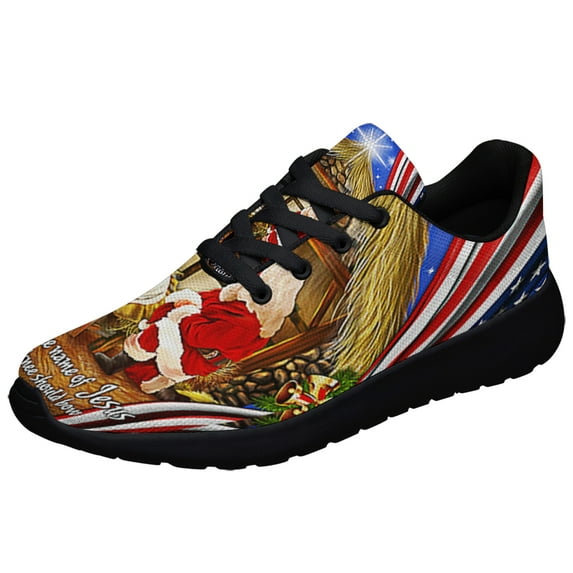 Santa Claus That At The Name Of Jesus Every Knee Should Bow Shoes Sneakers Black Size 3.5