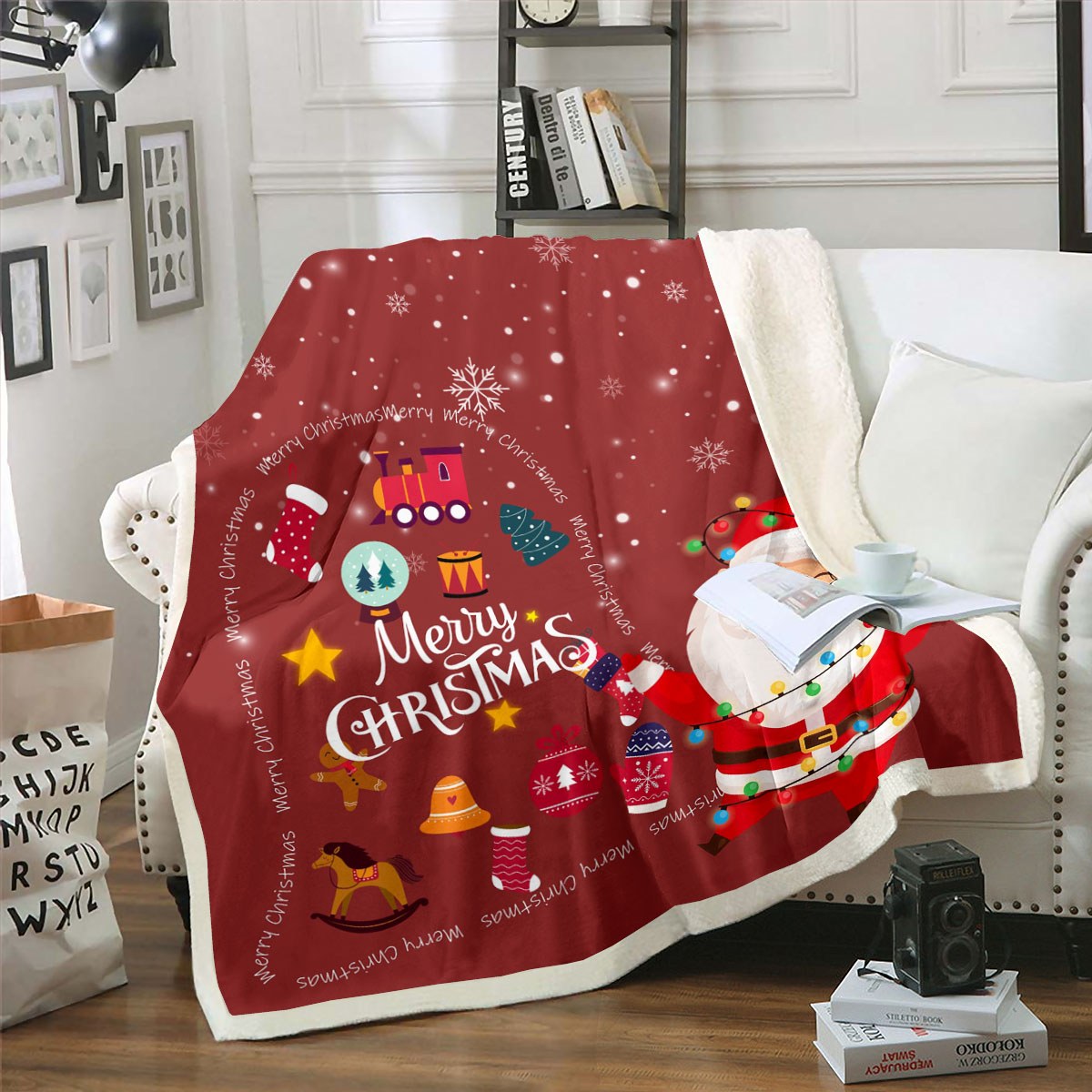 Santa Claus Throw Blanket for Boys Girls Kids Merry Christmas Blanket
