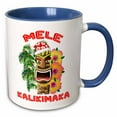thumbnail image 1 of 3drose, Santa Claus Tiki Mele Kalikimaka, Hawaiian for Merry Christmas, 15oz Two-tone Blue Mug, 1 of 6