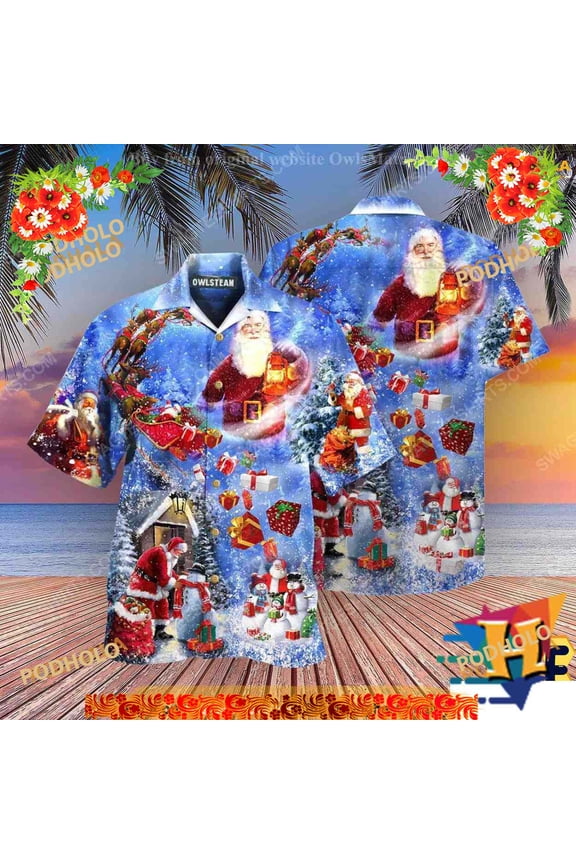 Santa Claus Town Visit Hawaiian Shirt, Xmas Party Wear