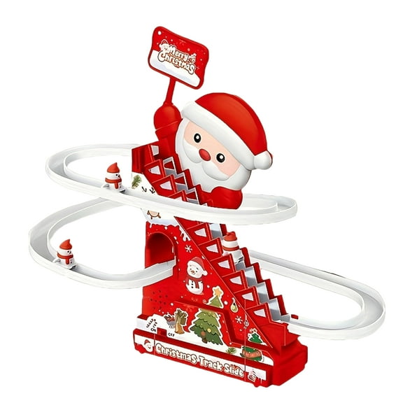 Santa Claus Track Slide Toy with Climbing Stairs Christmas Theme Plastic Construction for Holiday Decoration and Gift for Kids
