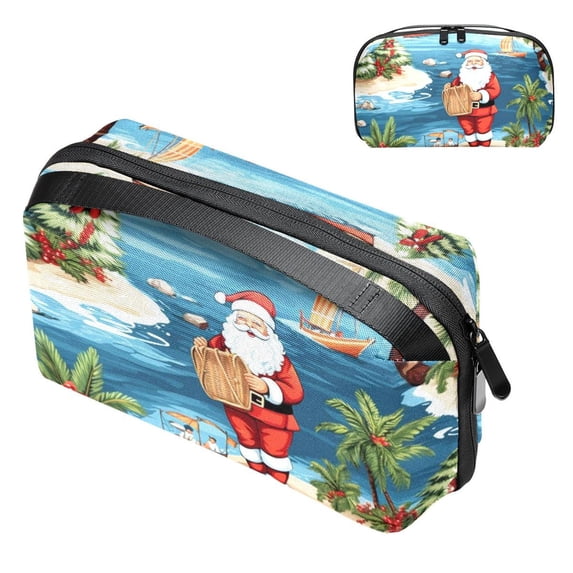 Santa Claus Travel Organizer Waterproof Oxford Cloth Storage Pouch for Small Electronics, Hard Drive, and Cable Bag