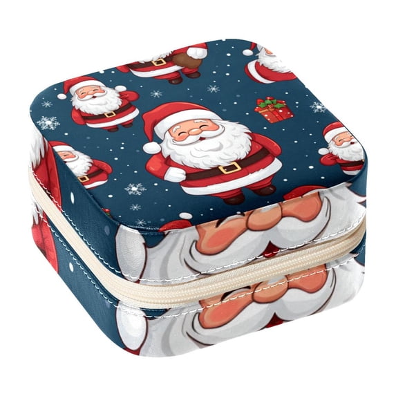Santa Claus Travel Portable Jewelry Box - Square Organizer Box with Bracelet Holder, Earring Organizer – Store Rings, Earrings, Necklaces, Bracelets, and More! Suitable for Girls and Women