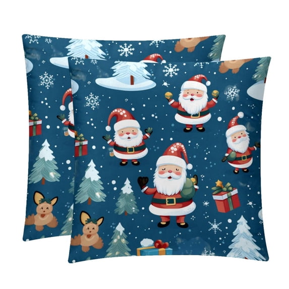 Santa Claus Velvet Throw Pillows Set of 2 - Decorative Pillows with Unique Patterns for Sofa Couch Bed - Pillow Covers - Available in 16x16, 18x18, 20x20 Inches