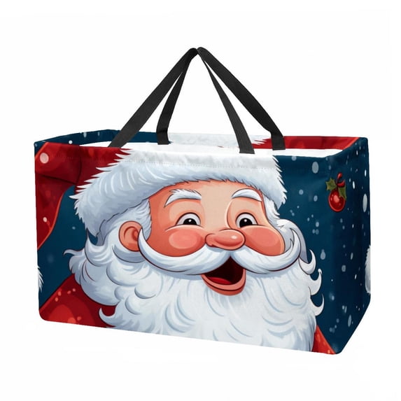 Santa Claus Versatile Oxford Cloth Reusable Storage Box - Foldable, Large Capacity Beach Bag, Shopping Bag, and Decorative Box