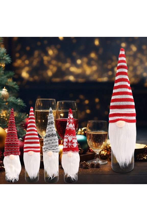 Santa Claus Wine Bottle Hat Topper | Red Velvet Santa Cap with White Trim | Stretchable Fits 750ml-1.5L Bottles | Reusable Festive Holiday Decoration | Gift Tag Included
