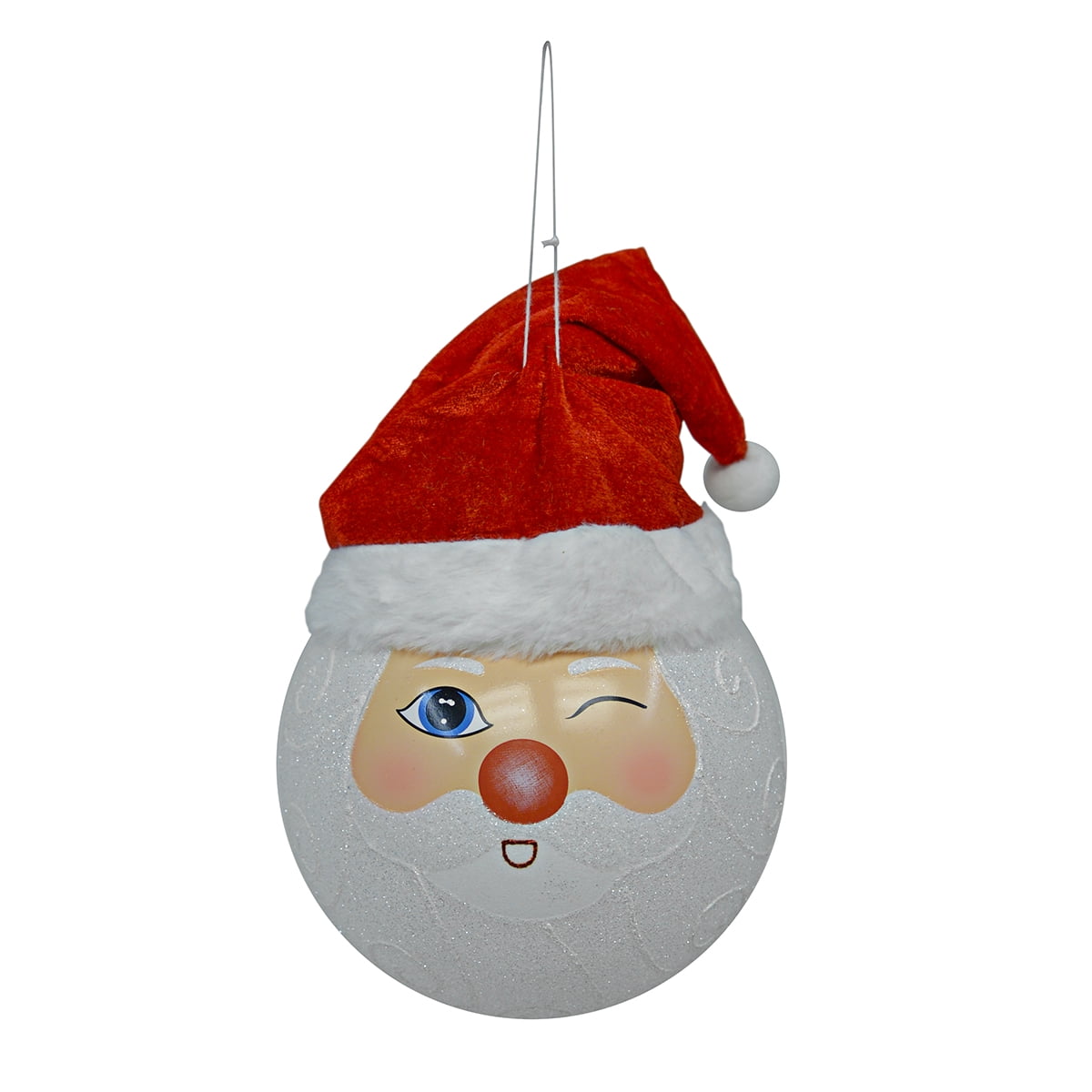 Huge XL Santa Claus Winking Christmas Tree Ball Ornament - Thumbnail 2